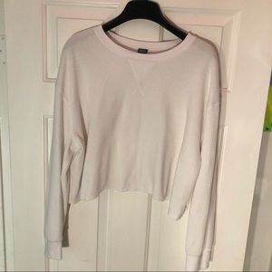 Wild Fable White Cropped Long Sleeve Shirt